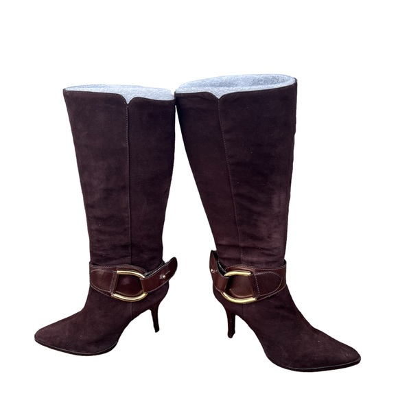 Antonio Melani Tall Knee-High Brown Simone Suede Leather Boots Size 7.5 - Picture 2 of 12